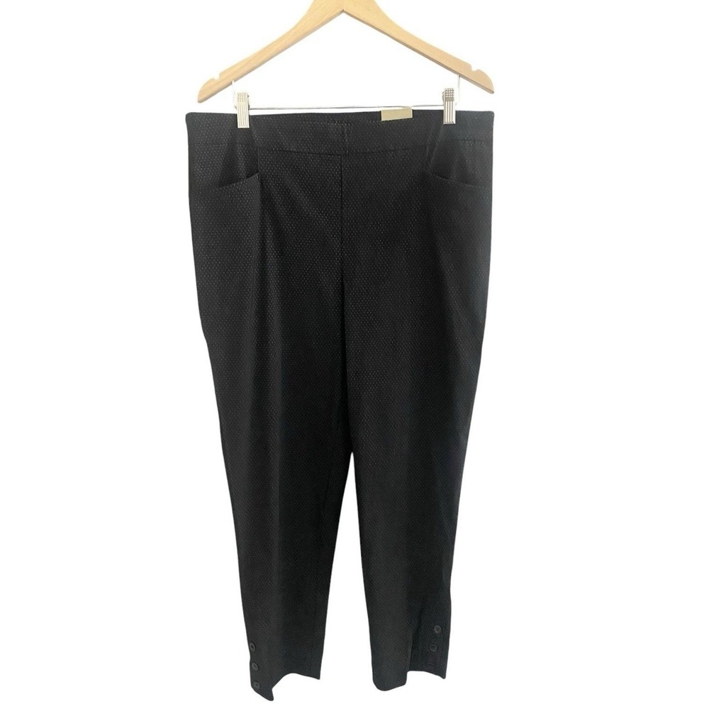 Chico's Micro Dot Slim Ankle Pants Pull On Stretch Black Silver Size 1.5 US 10